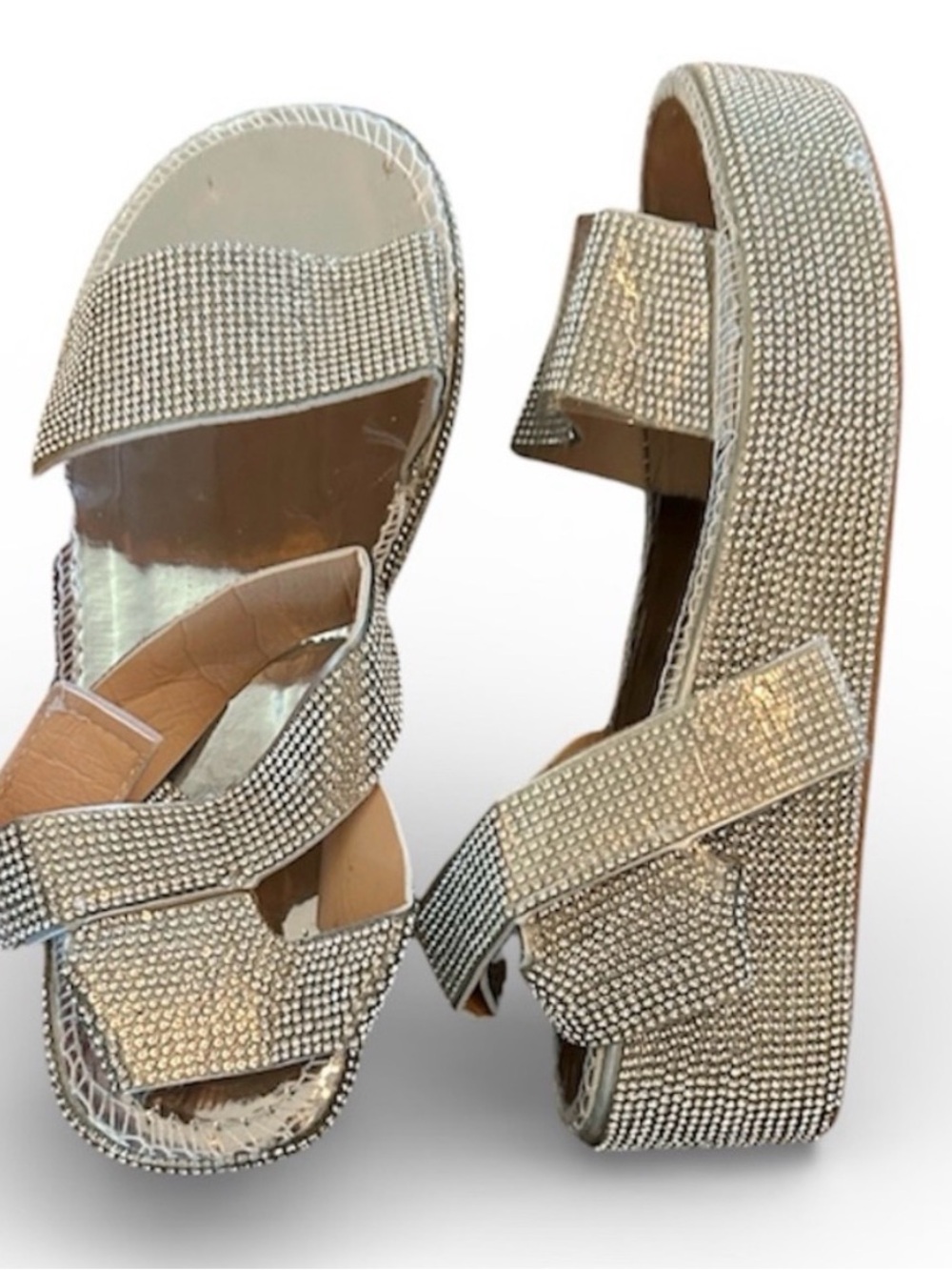 Sparkling Silver Platform Sandals - Women’s sandal size 40 / 8.5-9